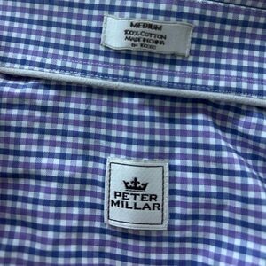 Peter Millar Purple and White Gingham Dress Shirt